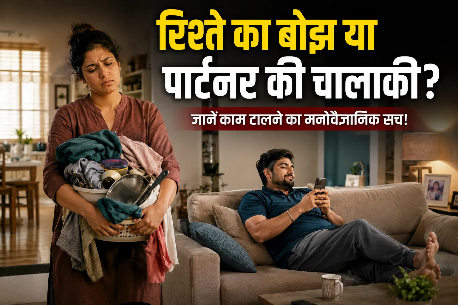 पार्टनर की काम टालने की आदत (Weaponized Incompetence) पार्टनर को जिम्मेदार कैसे बनाएं - मनोवैज्ञानिक सच और टिप्स