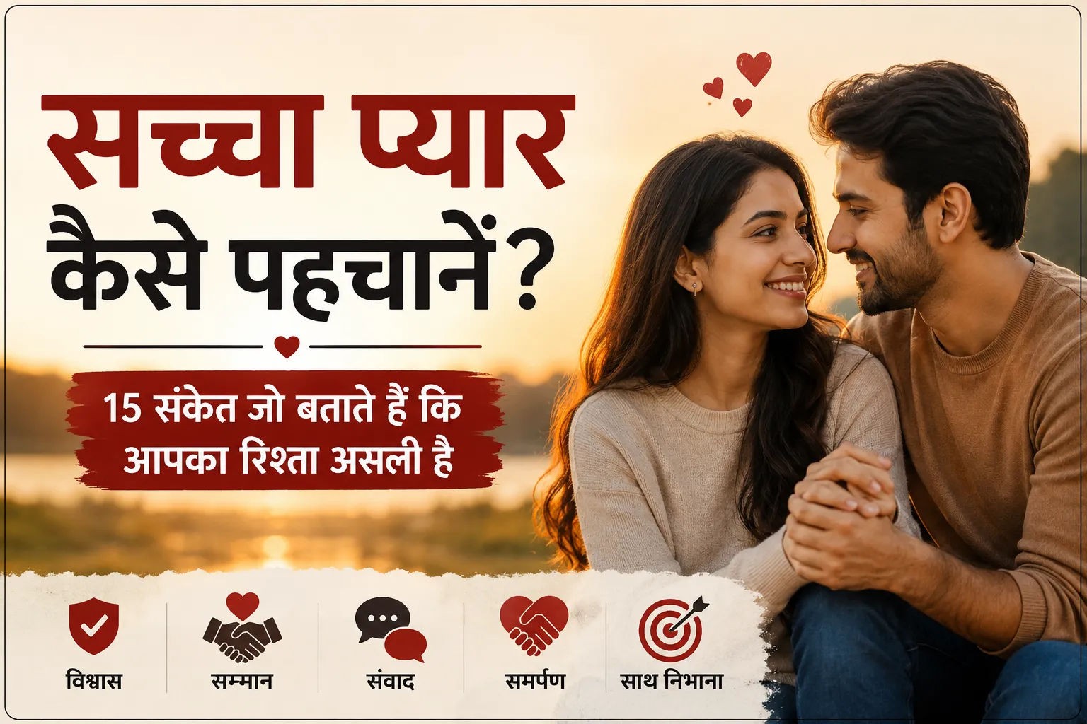 सच्चा प्यार कैसे पहचानें? | True Love के 15 असली संकेत true love, एक खुश भारतीय कपल जो सच्चे प्यार, भरोसे, सम्मान और स्वस्थ रिश्ते का प्रतीक है।
